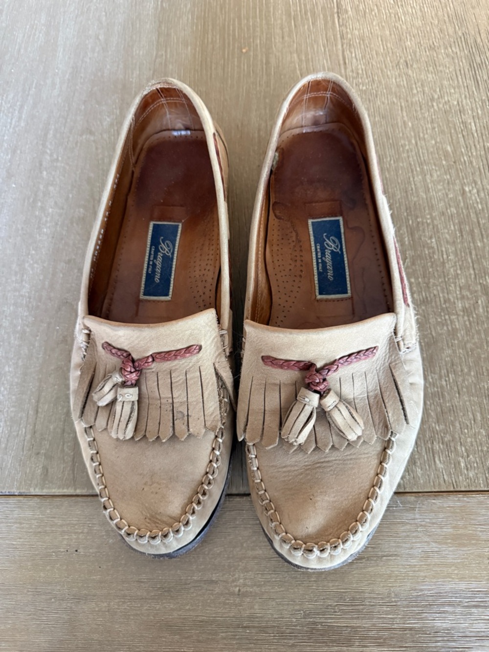 Bragano Italy Tassel Loafers Tan Leather Slip On Men’s Size 12